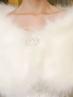 Fausse fourrure étole mariage wrap ivoire châle mariée hiver cover up