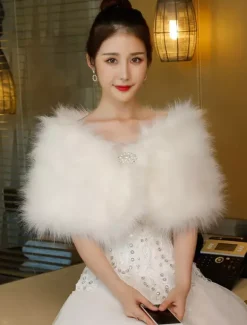 Fausse fourrure étole mariage wrap ivoire châle mariée hiver cover up