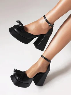 Femme Talons Bout rond Talon bottier Escarpins Cuir PU