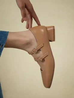 Femme talons mi-bas bout carré talon chiot noir élégant escarpins talons chaussures