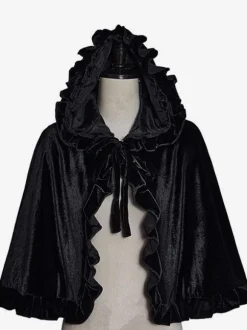 Femme Accessoire de Noël Noir Fibre de Polyester Cape Polyester Halloween Costumes de Vacances