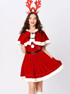 Femmes Ensemble De Noël Robe De Patineur Rouge Costumes Déguisements Noël