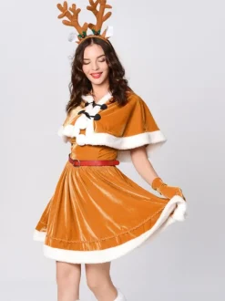 Femmes Ensemble De Noël Robe De Patineur Rouge Costumes Déguisements Noël