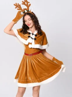 Femmes Ensemble De Noël Robe De Patineur Rouge Costumes Déguisements Noël