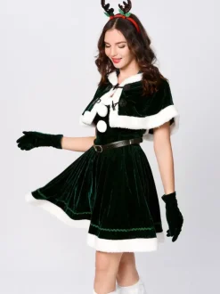 Femmes Ensemble De Noël Robe De Patineur Rouge Costumes Déguisements Noël
