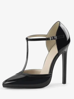 Femmes Escarpins Slip-On Bout Pointu Talon Aiguille Paillettes T-Strap Sexy Vintage Chaussures