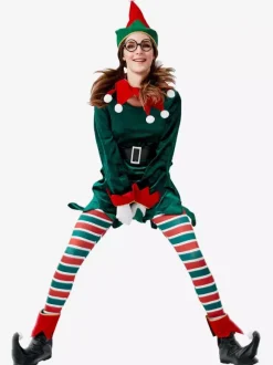 Femmes Noël Ensemble Noël Elfe Vert Foncé Costume de Vacances Déguisements Cadeau Noël