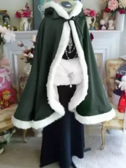 Femmes Noël Manteau Rouge Polyester Noël Vacances Vintage Costumes