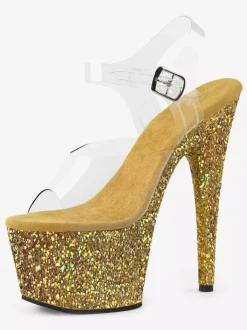 Femmes Sandales Sexy Or clair Synthétique Cuir Peep Toe 2.8 Sandales à plateforme