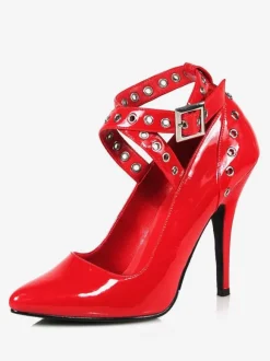 Femmes Sexy Hauts talons Synthétique Rouge bout pointu Paillettes Chaussures sexy