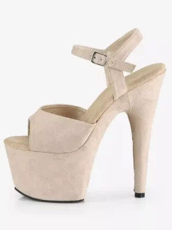 Femmes Sexy Sandales Noir Synthétique En Cuir Peep Toe Monk Strap Chaussures Sexy