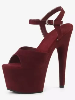 Femmes Sexy Sandales Noir Synthétique En Cuir Peep Toe Monk Strap Chaussures Sexy
