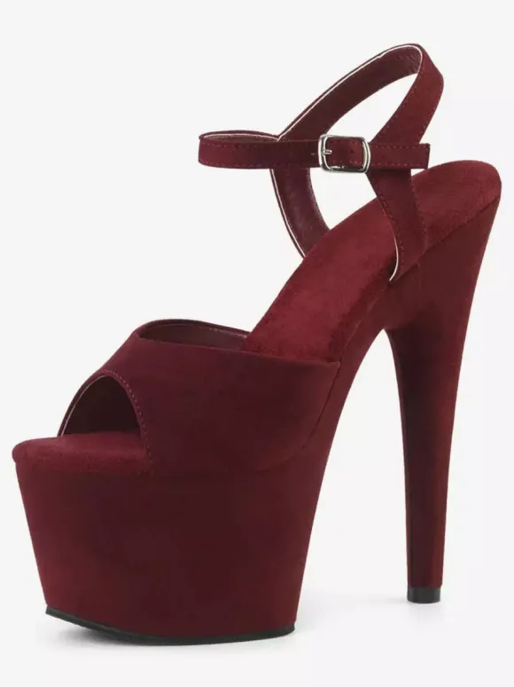 Femmes Sexy Sandales Noir Synthétique En Cuir Peep Toe Monk Strap Chaussures Sexy
