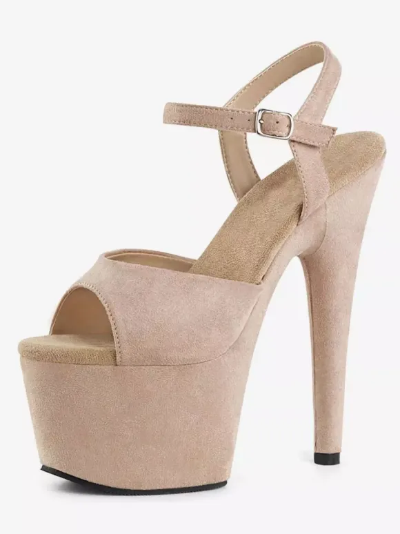 Femmes Sexy Sandales Noir Synthétique En Cuir Peep Toe Monk Strap Chaussures Sexy