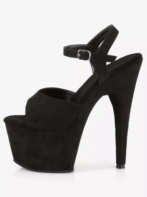 Femmes Sexy Sandales Noir Synthétique En Cuir Peep Toe Monk Strap Chaussures Sexy