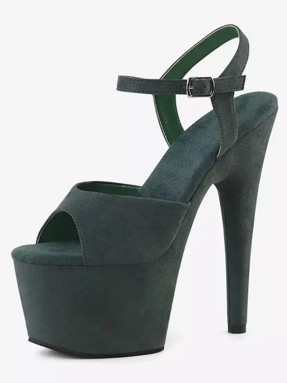 Femmes Sexy Sandales Noir Synthétique En Cuir Peep Toe Monk Strap Chaussures Sexy