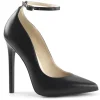Femmes sexy talons hauts sangle de cheville noir bout pointu paillettes chaussures de pompe sexy