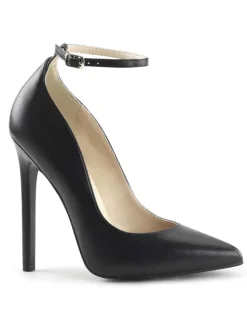 Femmes sexy talons hauts sangle de cheville noir bout pointu paillettes chaussures de pompe sexy
