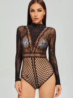 Femmes Teddies Rouge Strass Lingerie