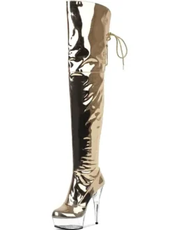 Femmes Bottes Sexy Bout Ouvert Fermeture Éclair Paillettes Talon Aiguille Rave Club Argent Cuissardes Cuissardes Bottes