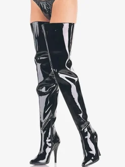 Femmes Bottes Sexy Bout Pointu Zipper Paillettes Talon Aiguille Rave Club Noir Cuissardes Bottes