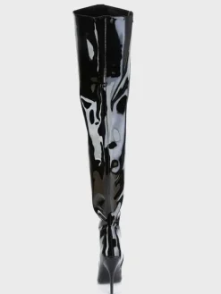 Femmes Bottes Sexy Bout Pointu Zipper Paillettes Talon Aiguille Rave Club Noir Cuissardes Bottes