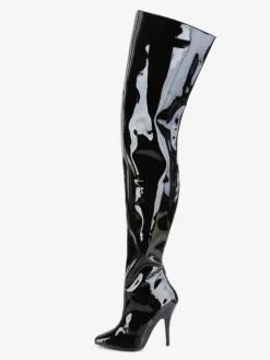 Femmes Bottes Sexy Bout Pointu Zipper Paillettes Talon Aiguille Rave Club Noir Cuissardes Bottes
