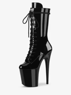 Femmes Sexy Bottes Peep Toe Slip-On Boucle Géométrique Talon Aiguille Rave Club Noir Cuisse Bottes