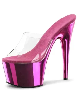 Femmes Sexy Sandales Noir Rouge PVC Upper Peep Toe 2.8 "Paillettes 6.7" Chaussures Sexy