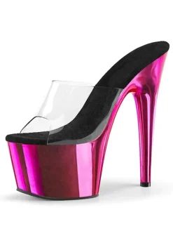 Femmes Sexy Sandales Noir Rouge PVC Upper Peep Toe 2.8 