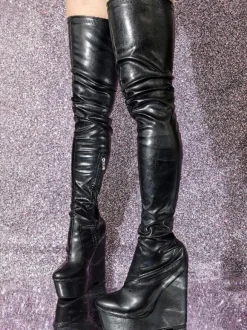 Femme Talon compensé Cuissardes Cuir PU