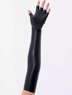 Gants de latex noirs à doigts ouverts Déguisements Halloween