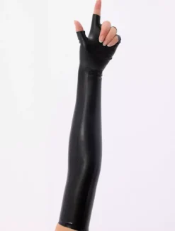 Gants de latex noirs à doigts ouverts Déguisements Halloween