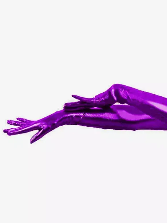 Gants de longueur d'épaule pourpre métallique brillant Déguisements Halloween