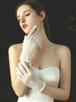 Gants de mariage Longueur du poignet Gants de mariée en tulle