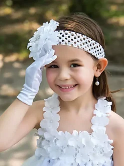 Gants de fille de fleur blancs Soirée formelle Accessoires de fille de fleur de mariage