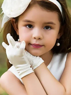 Gants de fille de fleur blancs Soirée formelle Accessoires de fille de fleur de mariage