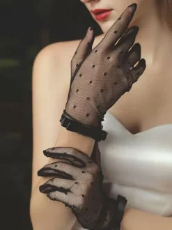 Gants de mariage Gants N艙uds en dentelle Gants de mariée