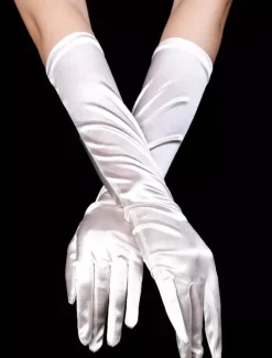 Gants en satin ivoire de mariage longueur de coude