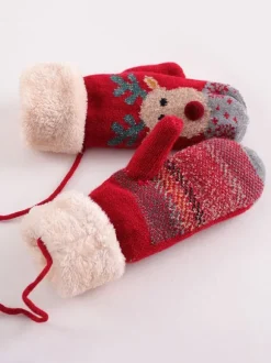 Gants Femme Motif Noël Cerf Cadeau Noël