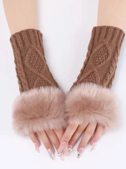 Gants Pour Femmes Mitaines Tricotés Chauds D'hiver Sans Doigts
