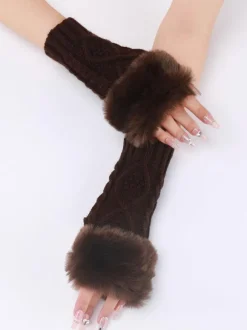 Gants Pour Femmes Mitaines Tricotés Chauds D'hiver Sans Doigts