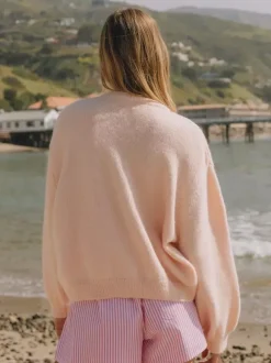 Gilet cardigan en maille à épaules tombantes et manches longues pour femme 2026