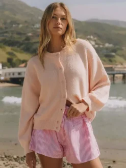 Gilet cardigan en maille à épaules tombantes et manches longues pour femme 2026