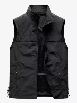 Gilet de pêche classique d'extérieur pour hommes imperméable respirant multi-poches gilet décontracté