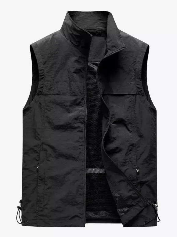 Gilet de pêche classique d'extérieur pour hommes imperméable respirant multi-poches gilet décontracté