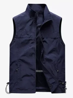 Gilet de pêche classique d'extérieur pour hommes imperméable respirant multi-poches gilet décontracté