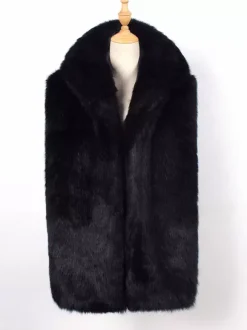 Gilet En Fausse Fourrure Noir Hiver Chaud Hommes Sans Manches Col Rabattu Capuche