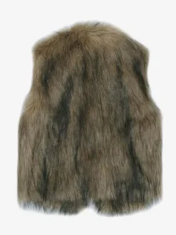 Gilet Manteaux En Fausse Fourrure Café Marron Sans Manches Veste Hiver