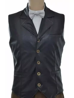 Gilet noir Opéra steampunk cool imitation cuir Déguisements Halloween